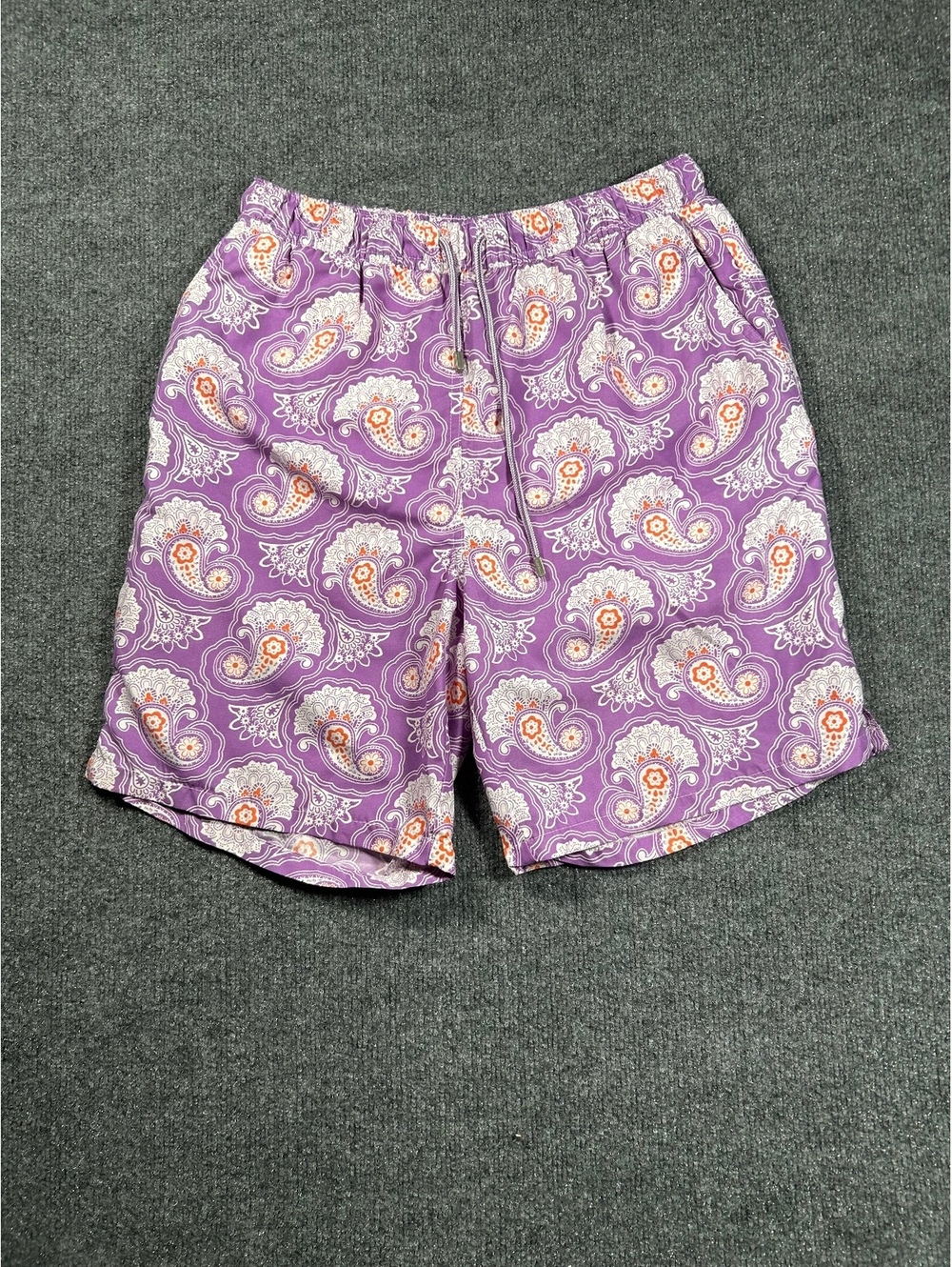 Peter Millar Men's Purple Paisley Pattern Swim Shorts Size M